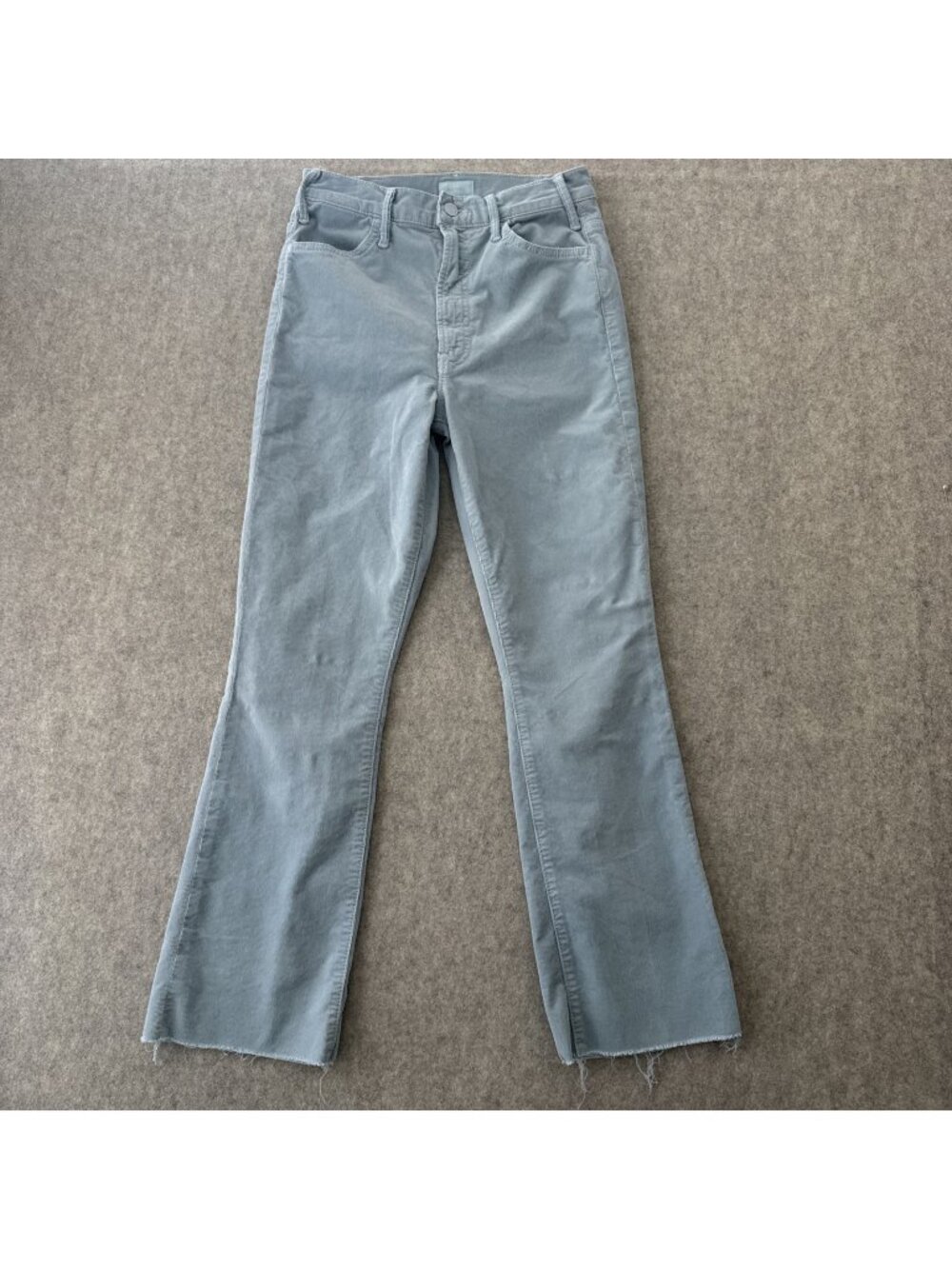 MOTHER The Hustler Ankle Fray Corduroy Jeans Womens 27 Stone‎ Blue Fray Hem USA